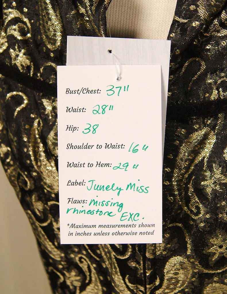 50s Gold Paisley Cocktail Dress