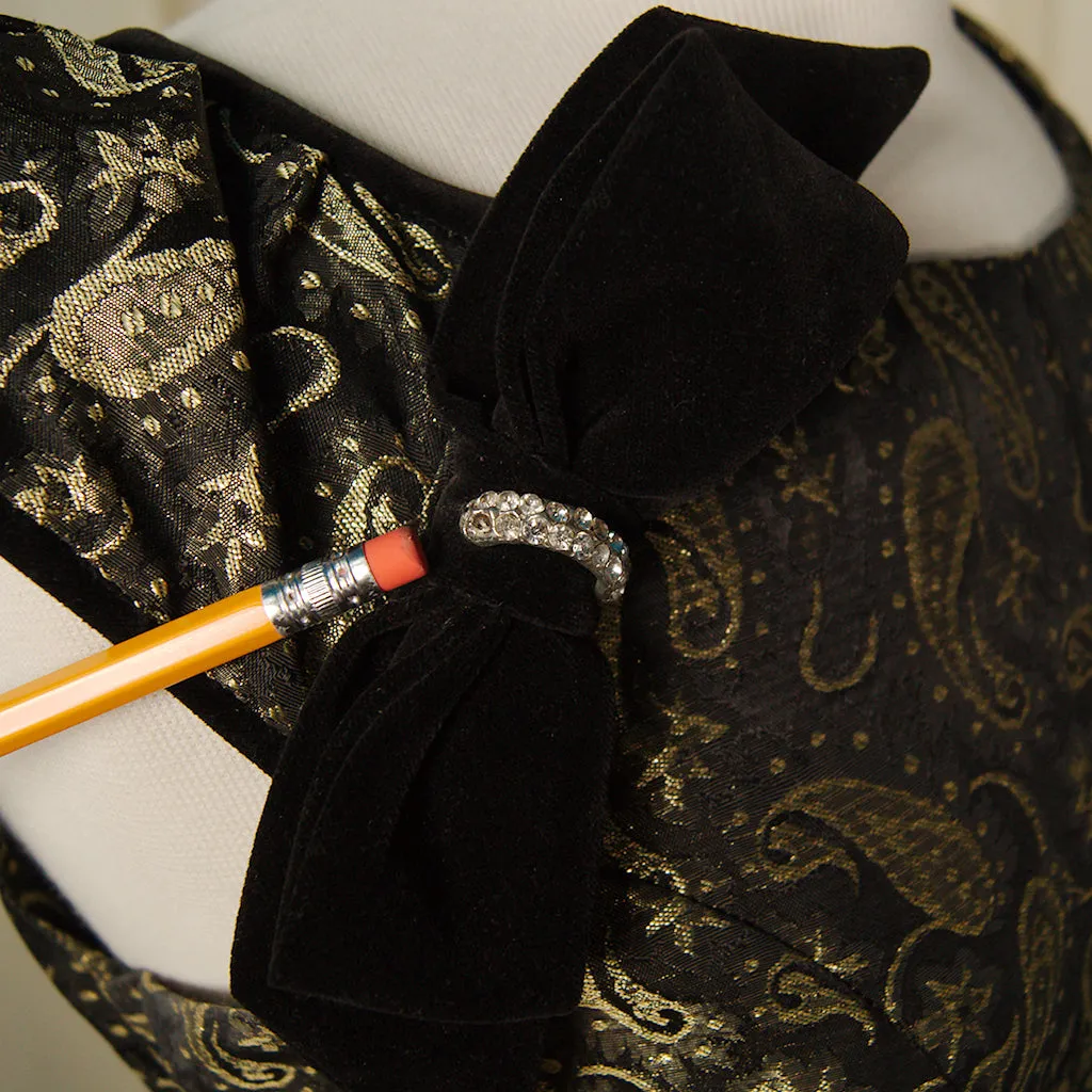 50s Gold Paisley Cocktail Dress