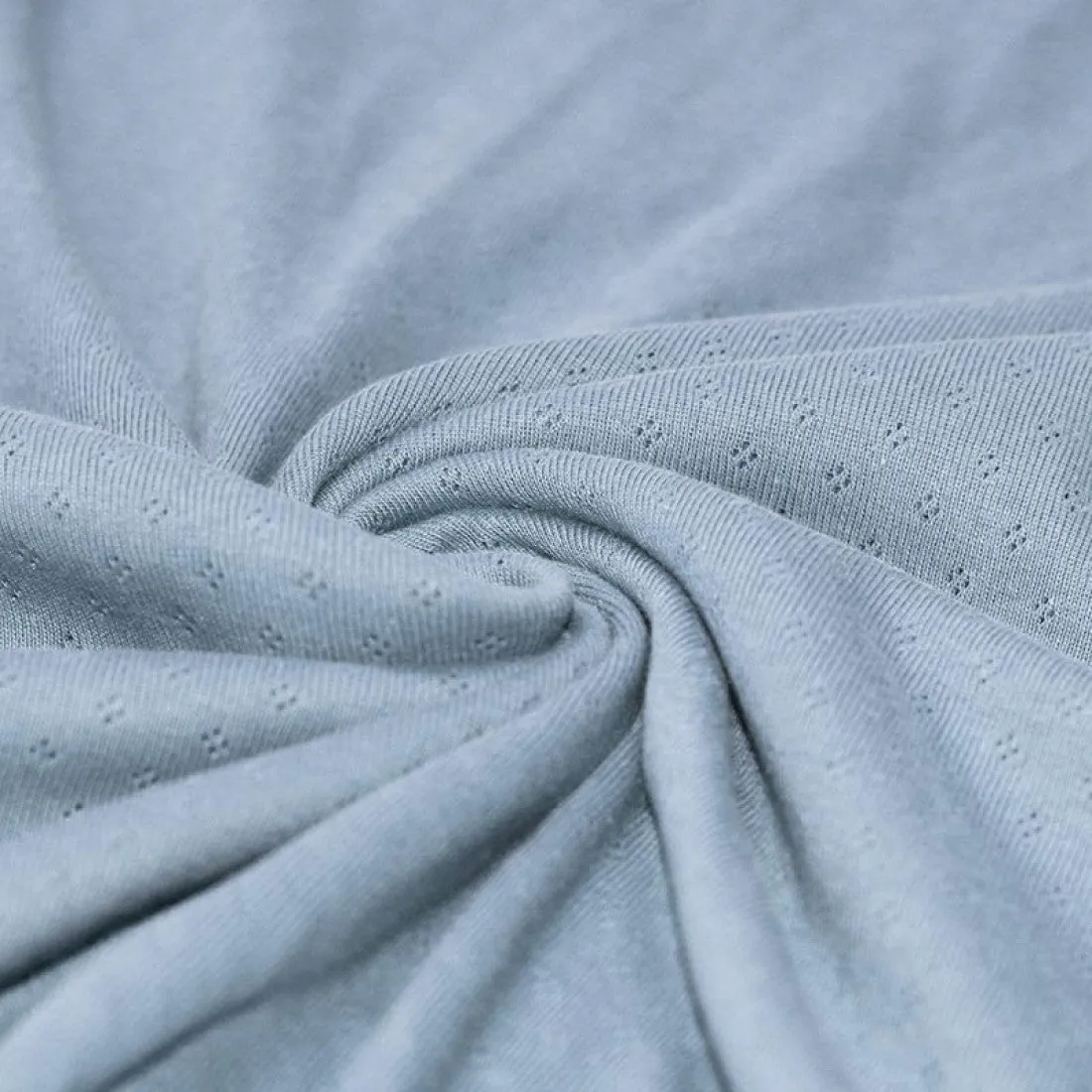 74CM REMNANT JEANS BLUE MINI DIAMOND POINTELLE 100% COTTON JERSEY