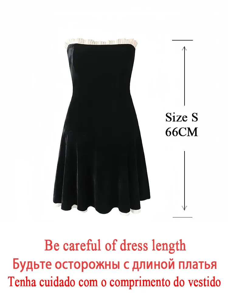 Amozae-hoco dresses Suninheart Black Strapless Christmas Dress Sexy A Line Vintage Velvet Party Dresses Mini Elegant and Beautiful Womens Dresses