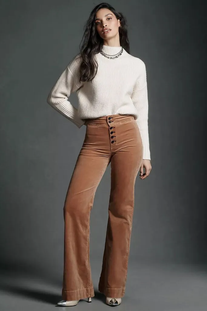 AskkNY Brighton Velvet Wide Leg Pants - Size Medium