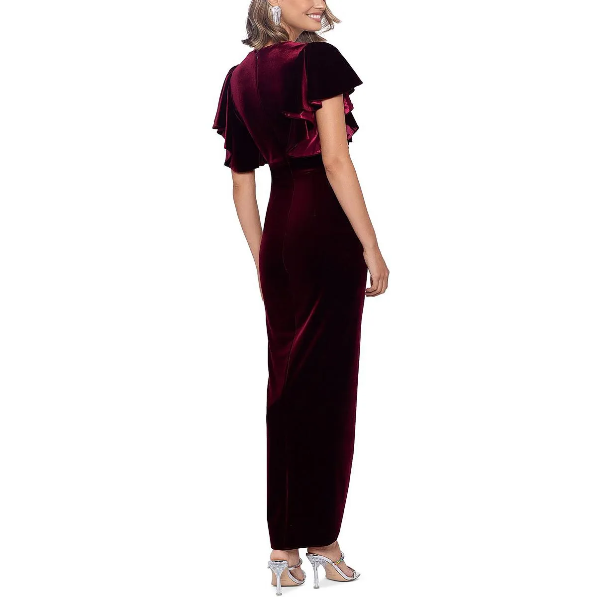 B&A by Betsy and Adam Womens Velvet Maxi Evening Dress