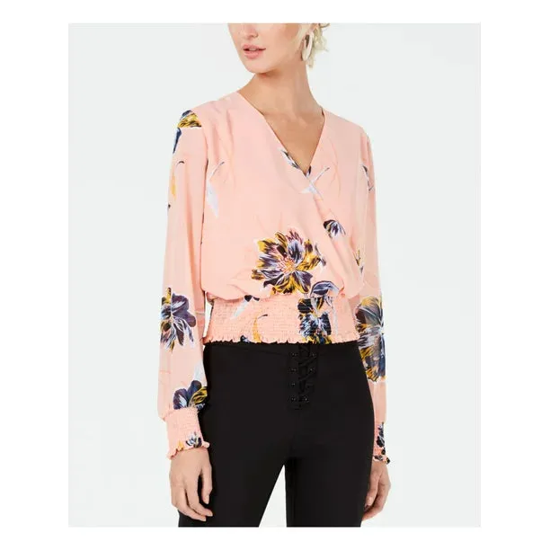 Bar III Pink/Floral Chiffon Blouse Top, Size Medium