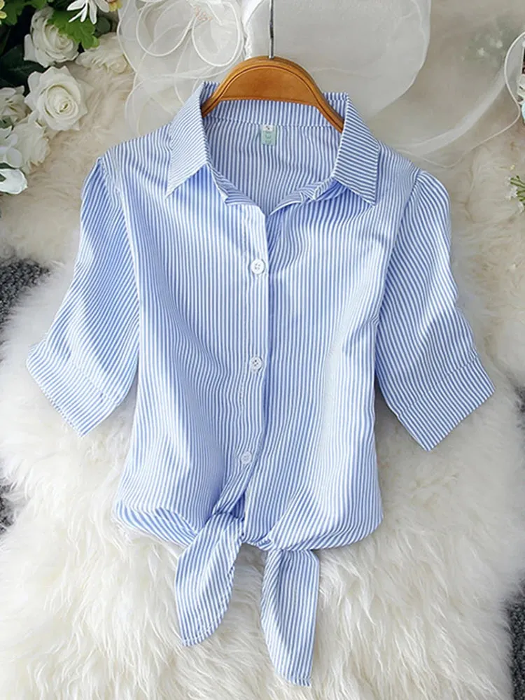 Bonnyshow New Womens Tops Fashion 2024 Women Summer Chiffon Blouse Short Sleeve Casual Shirt White Ropa Mujer Blusas Feminino