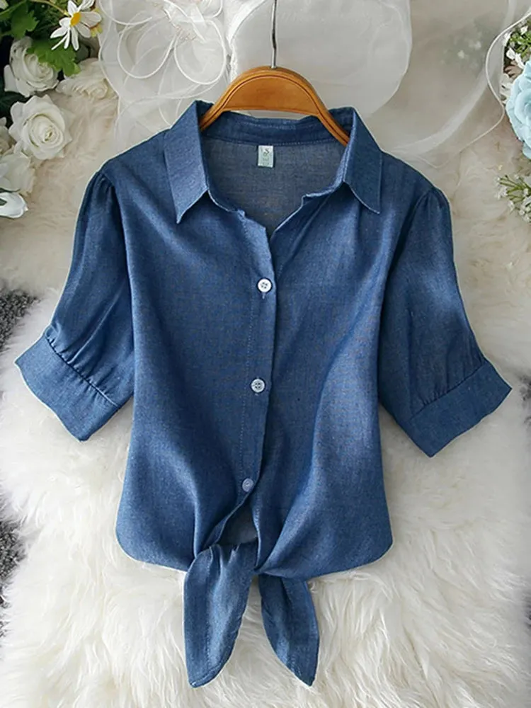 Bonnyshow New Womens Tops Fashion 2024 Women Summer Chiffon Blouse Short Sleeve Casual Shirt White Ropa Mujer Blusas Feminino