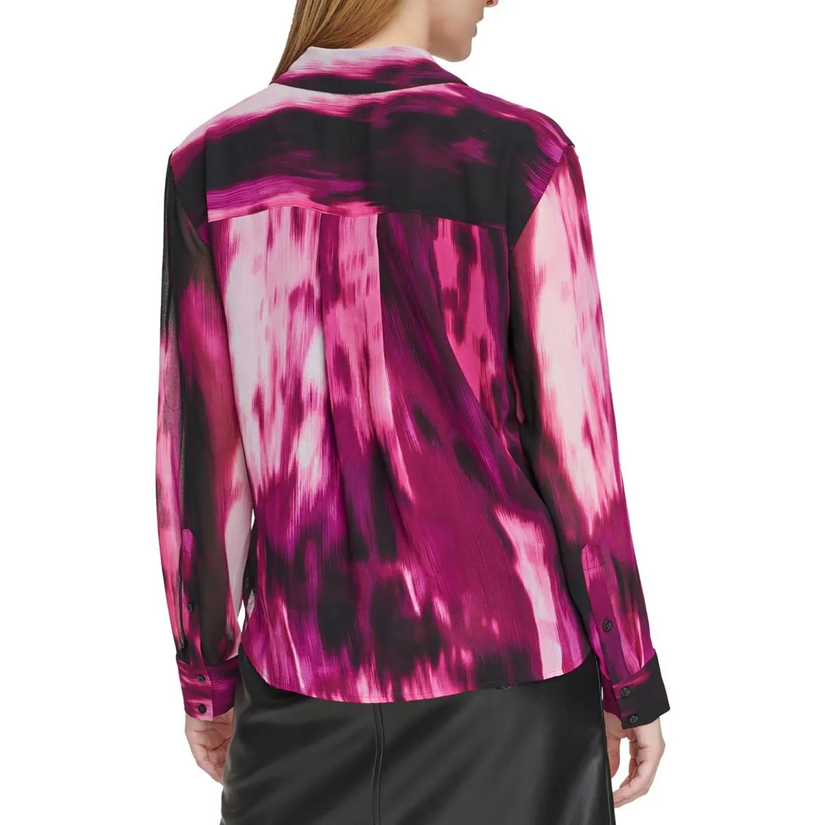 Calvin Klein Womens Chiffon Printed Wrap Top