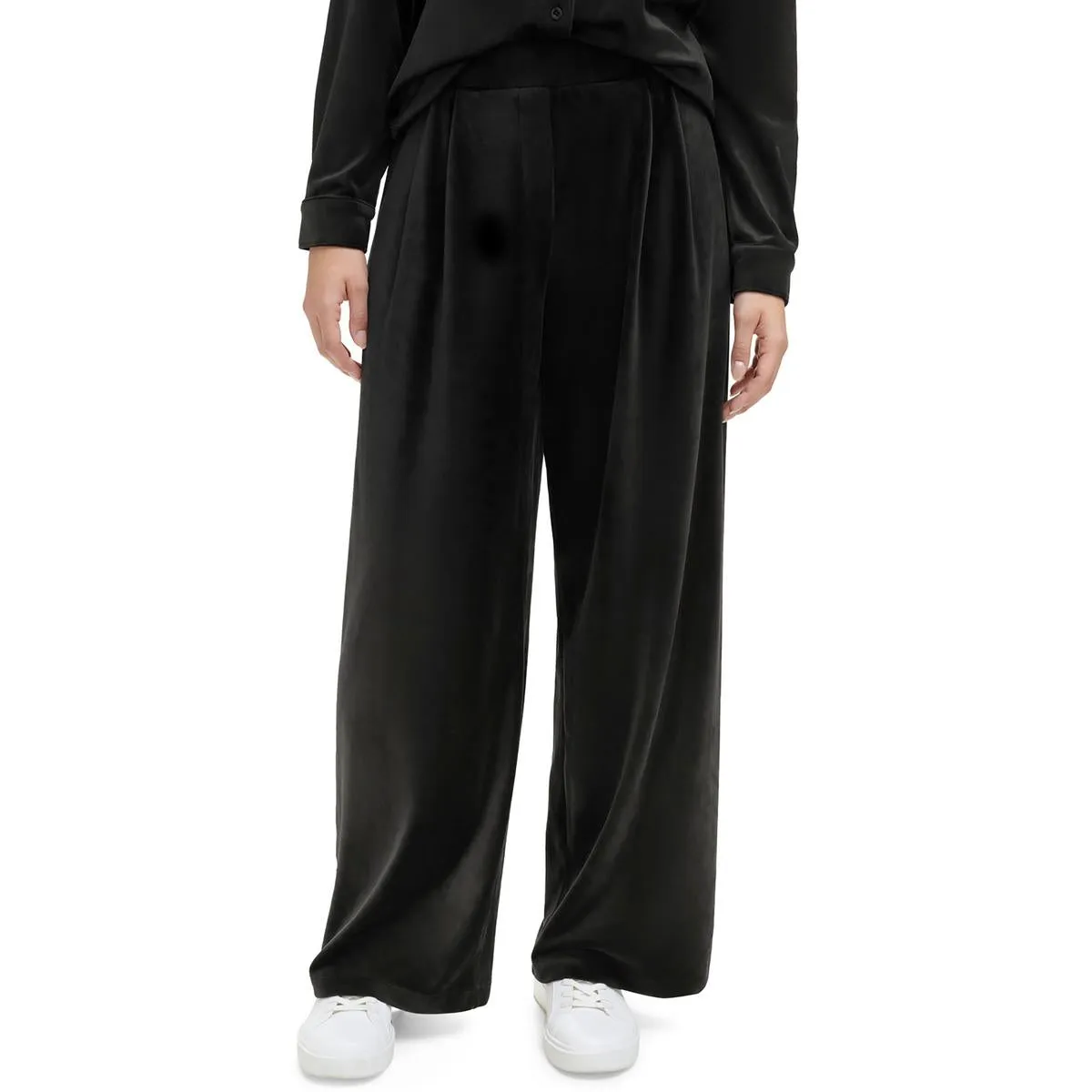 Calvin Klein Womens Velvet Mid Rise Wide Leg Pants
