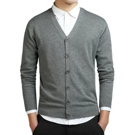 Cardigans Men Cotton Sweater Long Sleeve Mens V-Neck Sweaters