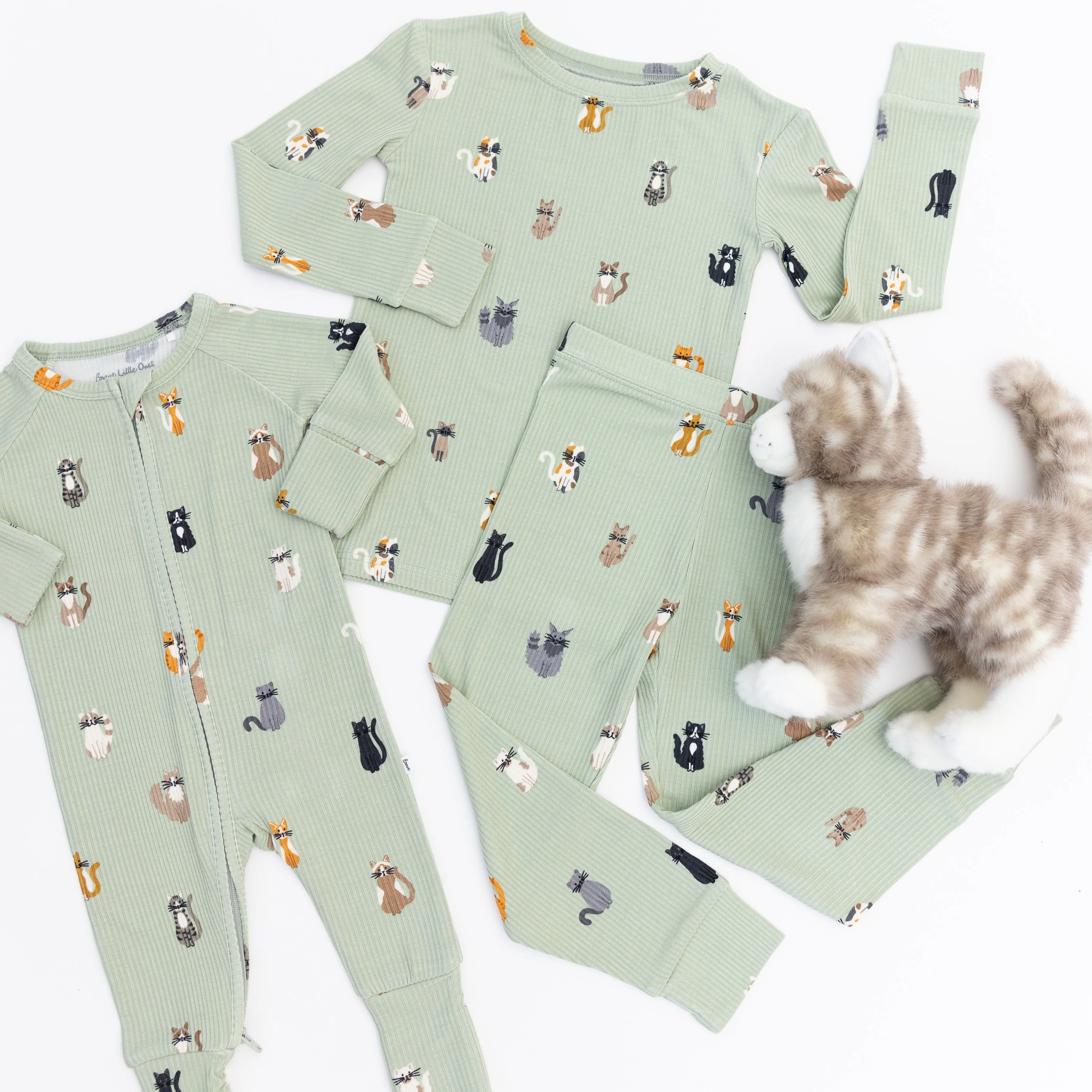 Cats Small Ribbed Zip Romper