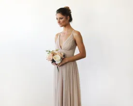 Chiffon Maxi Wrap With Thin Straps - Champagne Maxi Dress With Adjustable Straps 1170