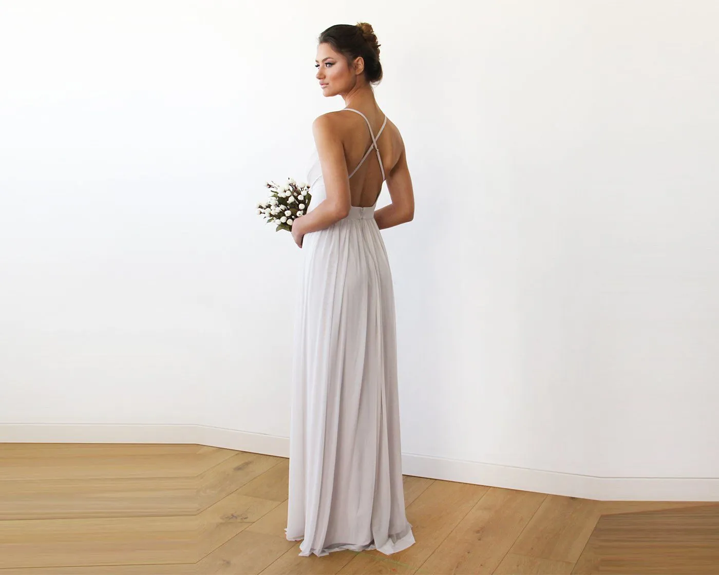 Chiffon Maxi Wrap With Thin Straps - Ivory Maxi Dress With Adjustable Straps 1170