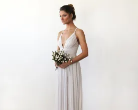 Chiffon Maxi Wrap With Thin Straps - Ivory Maxi Dress With Adjustable Straps 1170