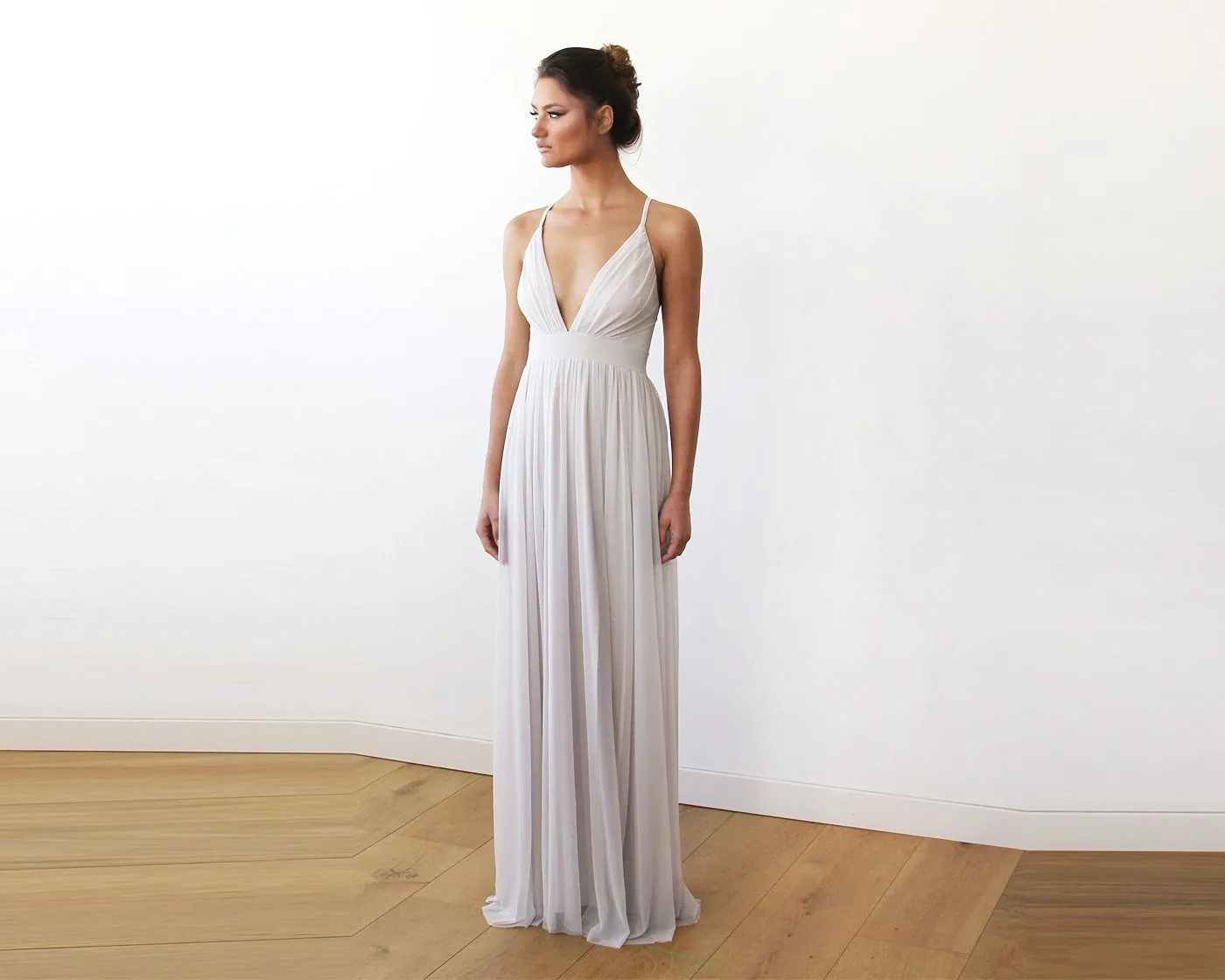 Chiffon Maxi Wrap With Thin Straps - Ivory Maxi Dress With Adjustable Straps 1170