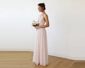 Chiffon Maxi Wrap With Thin Straps - Light Pink Maxi Dress With Adjustable Straps 1170