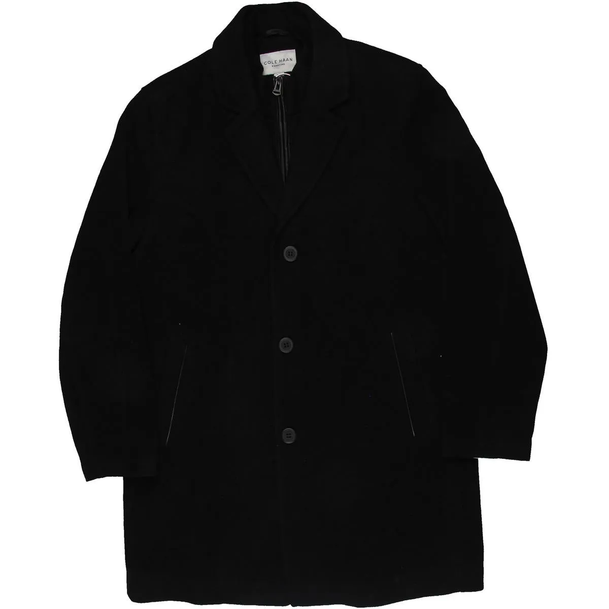 Cole Haan Mens Wool Blend Cold Weather Long Coat