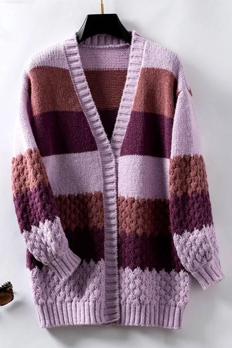 Cozy - Trendy oversized striped knitted cardigan for women