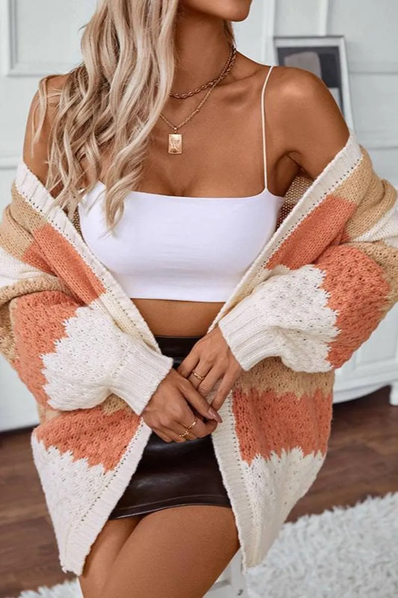 Cozy - Trendy oversized striped knitted cardigan for women