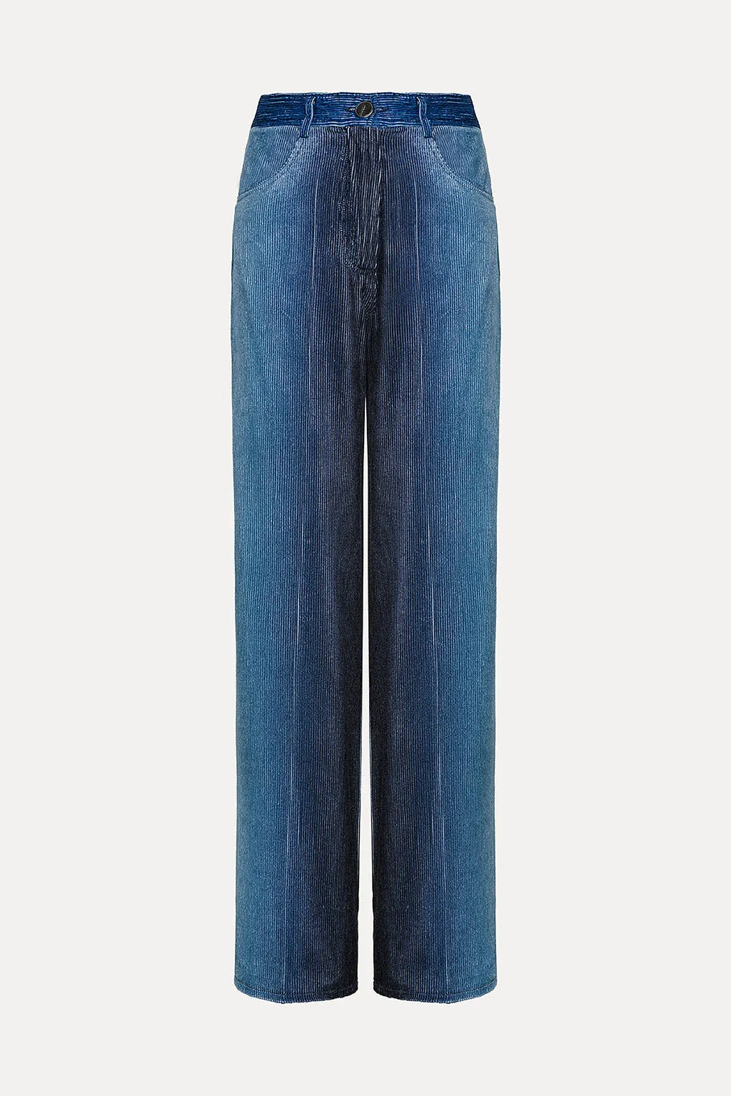 DEGRADE DENIM VELVET WIDE LEG PANTS