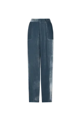 EDDY SILK VELVEY PANT - Indigo