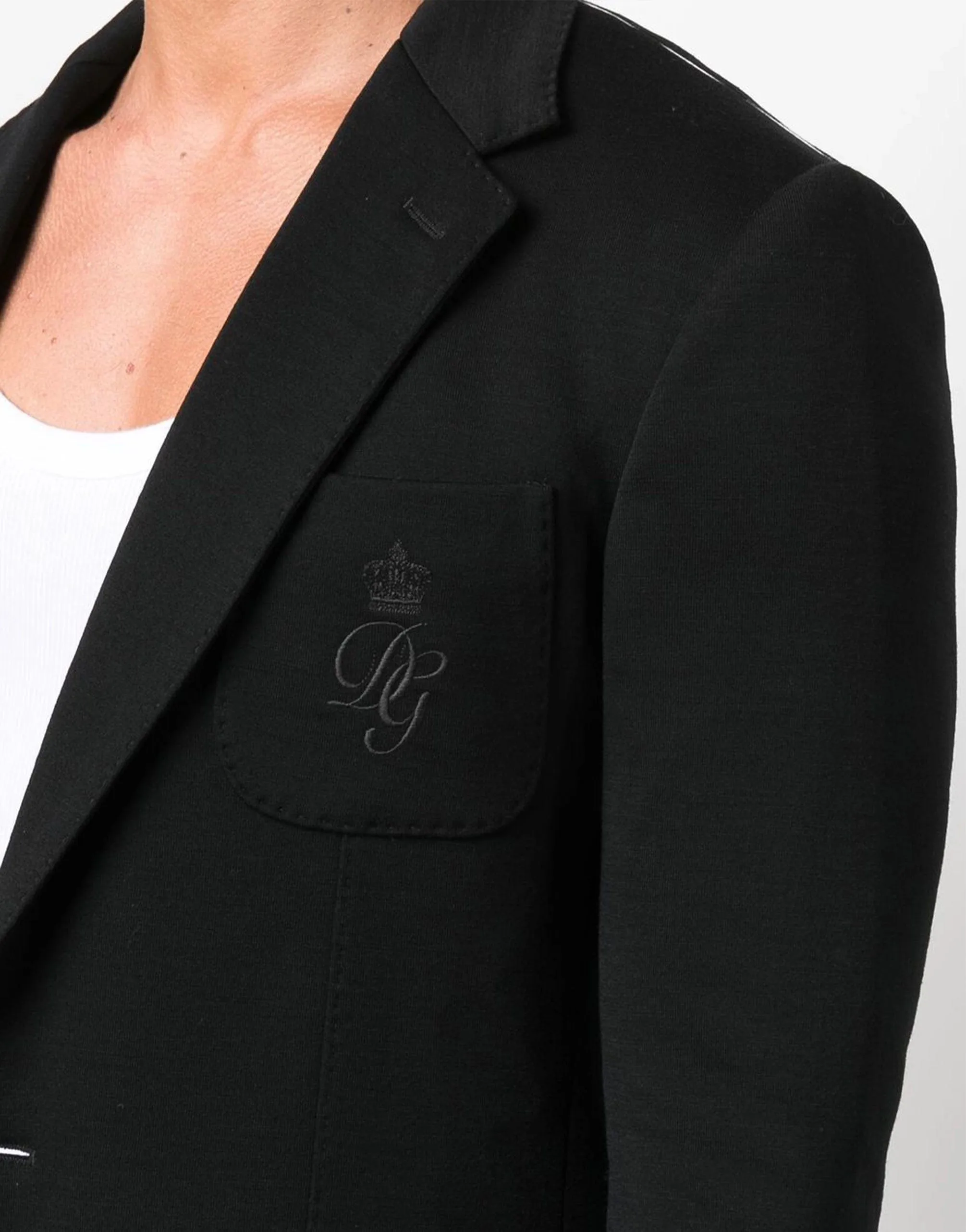 Embroidered Logo Wool Blazer