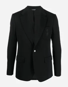 Embroidered Logo Wool Blazer