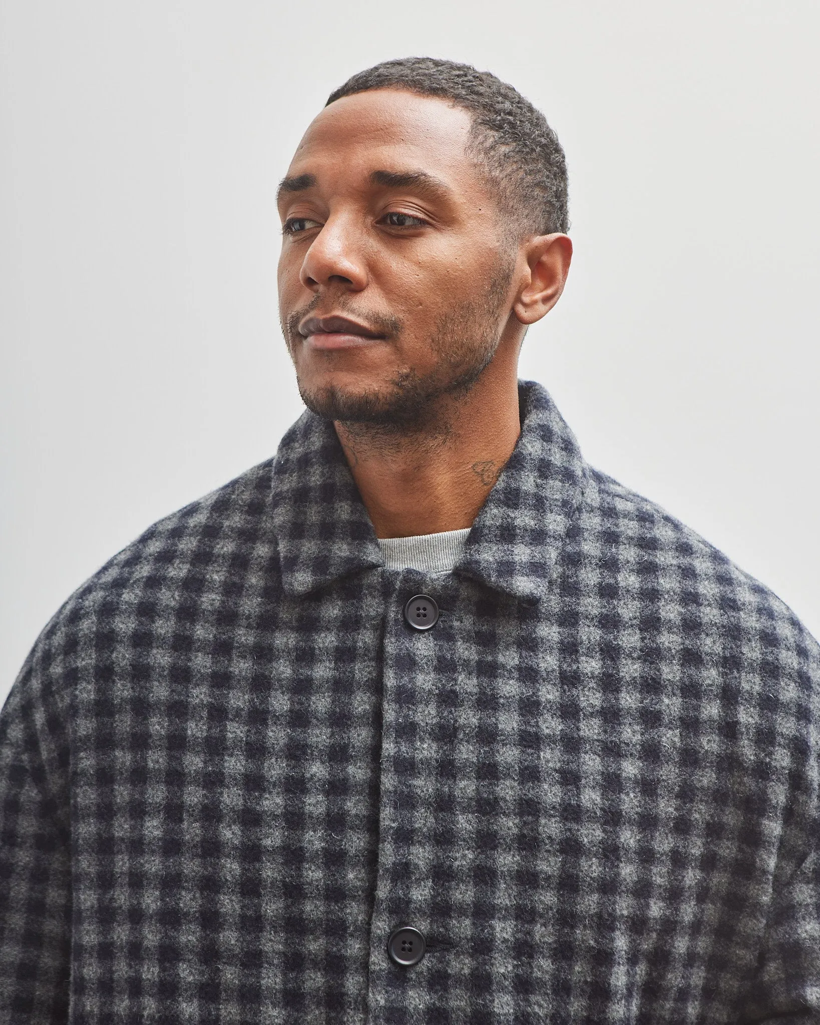 Evan Kinori Big Coat, Navy/Grey