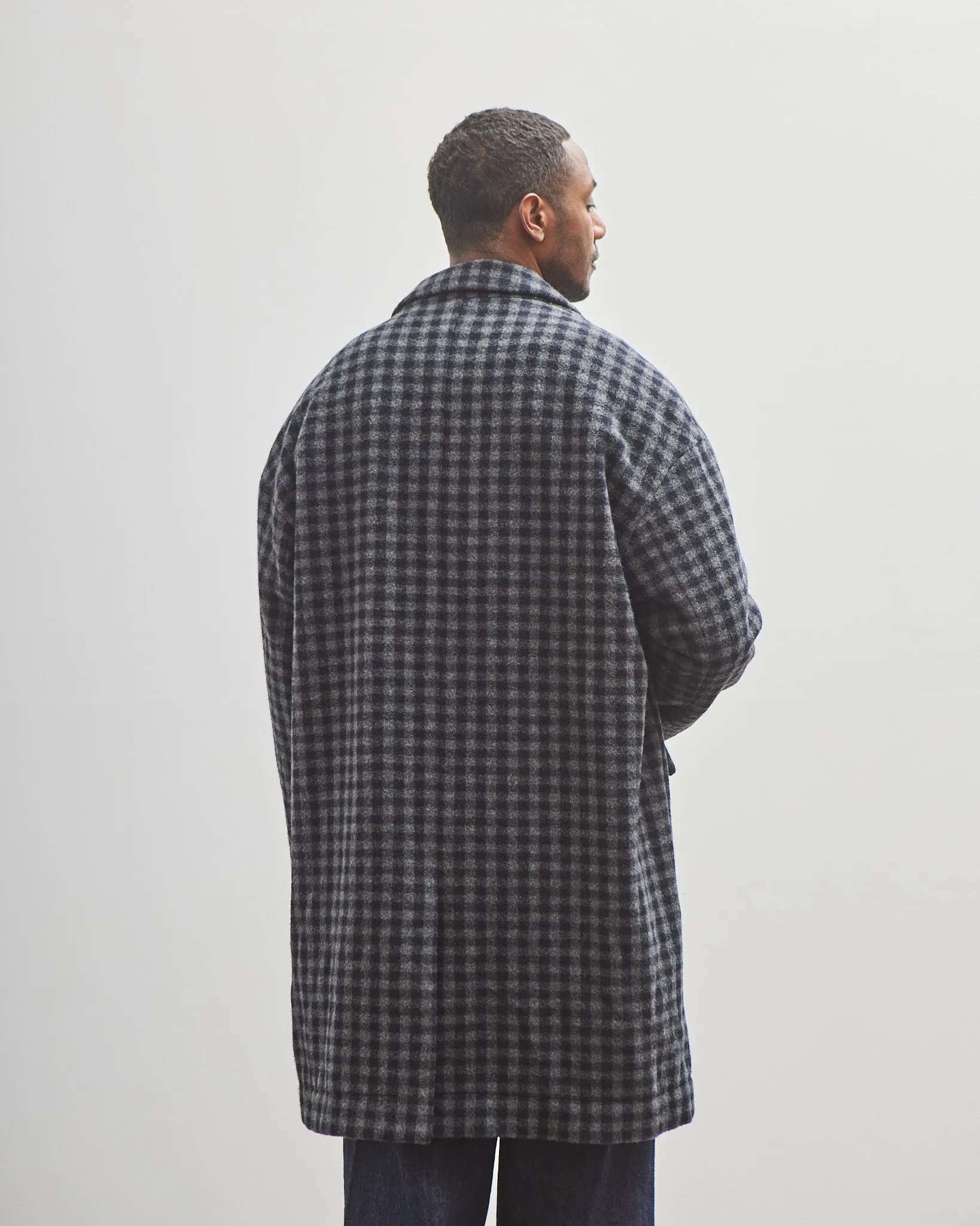 Evan Kinori Big Coat, Navy/Grey