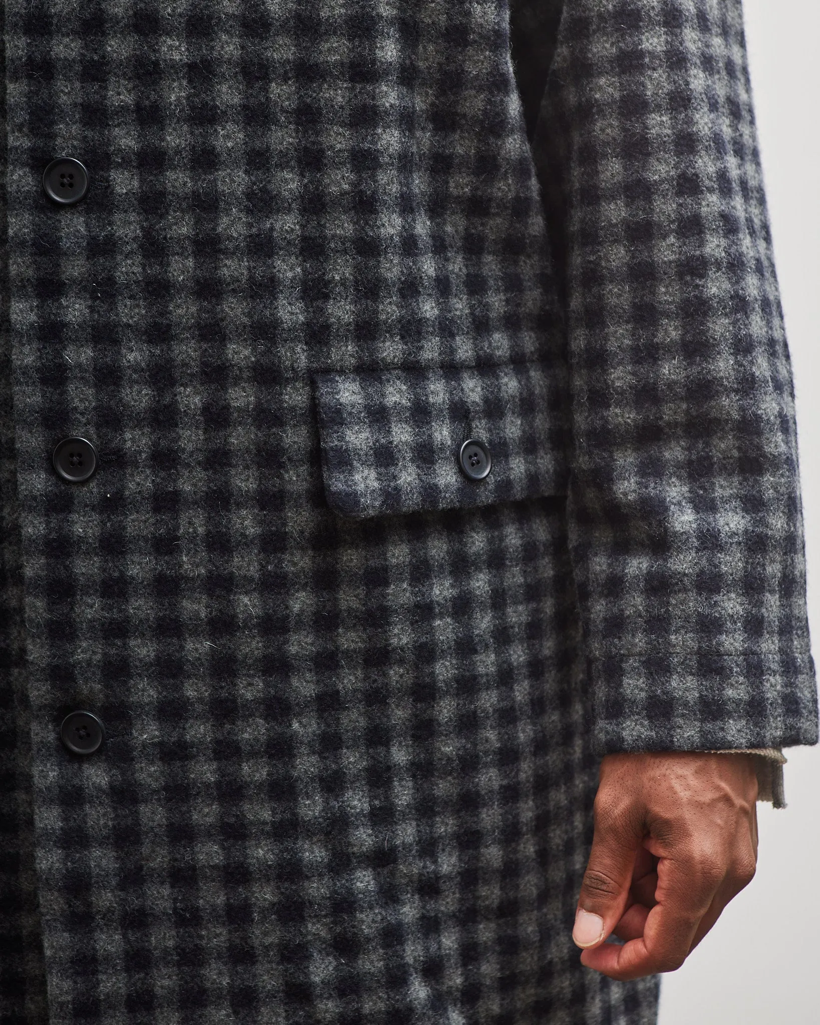 Evan Kinori Big Coat, Navy/Grey