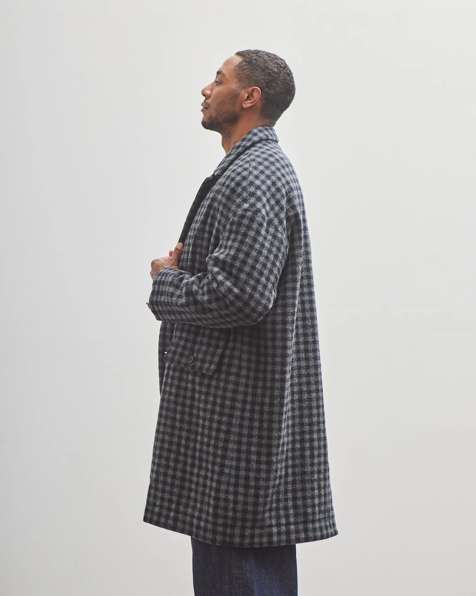 Evan Kinori Big Coat, Navy/Grey