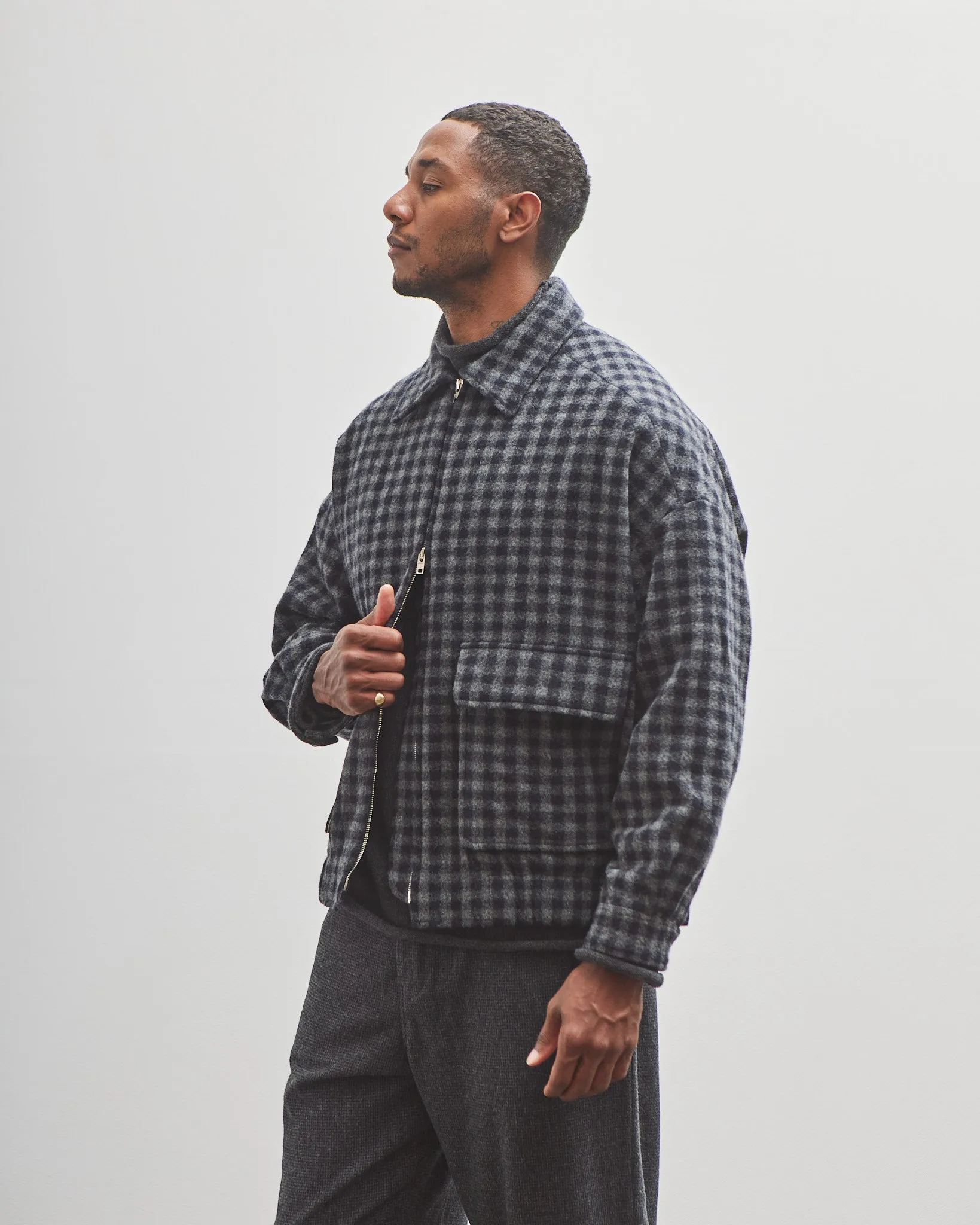 Evan Kinori Zip Jacket Two, Navy/Grey