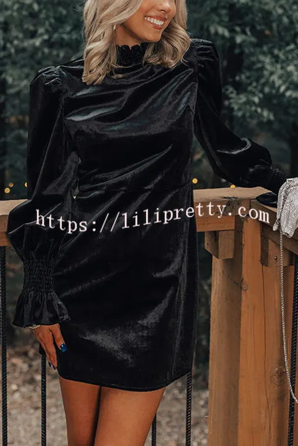 Exclusive Party Velvet Smocked Detail H-line Mini Dress