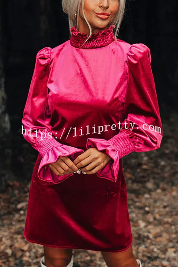 Exclusive Party Velvet Smocked Detail H-line Mini Dress