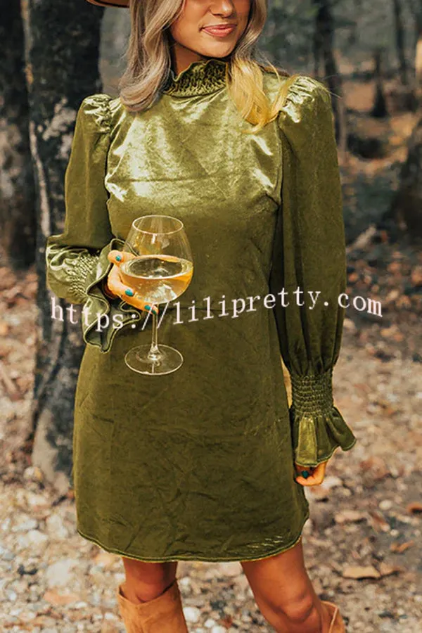 Exclusive Party Velvet Smocked Detail H-line Mini Dress