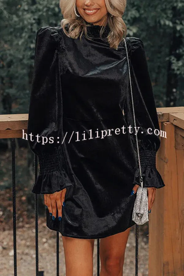 Exclusive Party Velvet Smocked Detail H-line Mini Dress