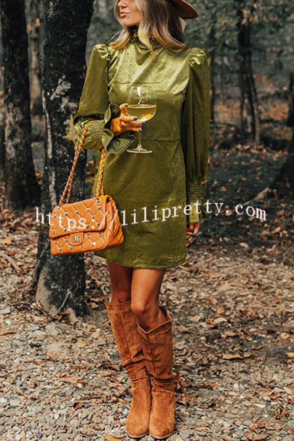 Exclusive Party Velvet Smocked Detail H-line Mini Dress
