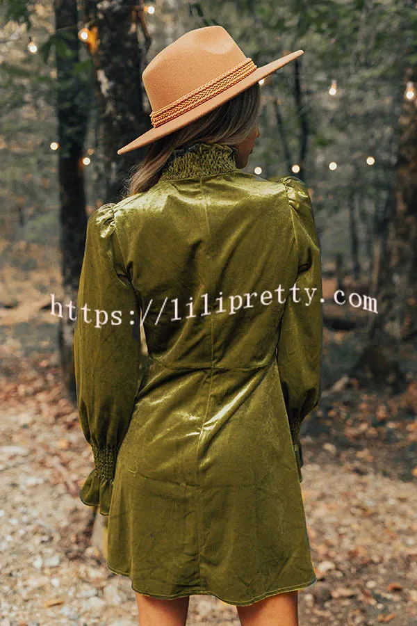 Exclusive Party Velvet Smocked Detail H-line Mini Dress