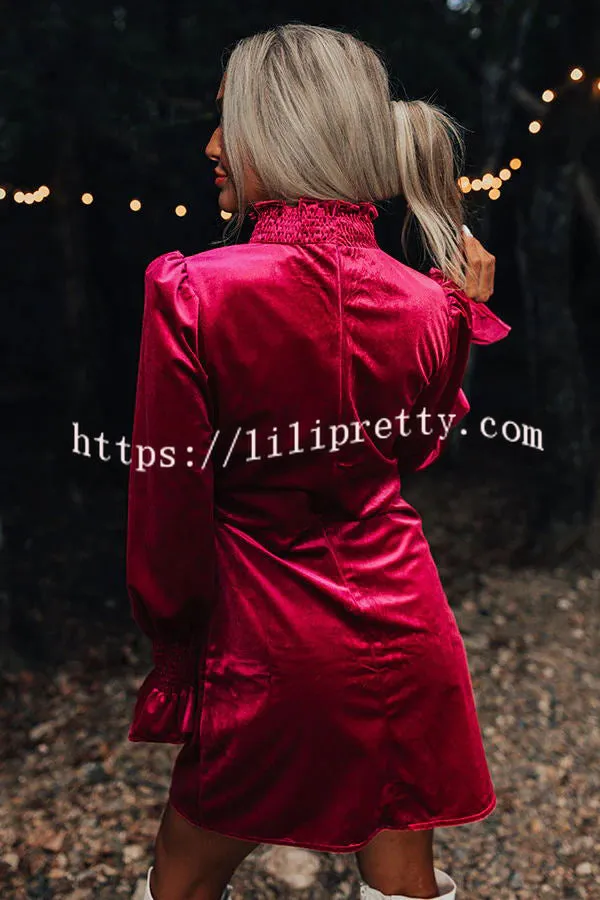 Exclusive Party Velvet Smocked Detail H-line Mini Dress