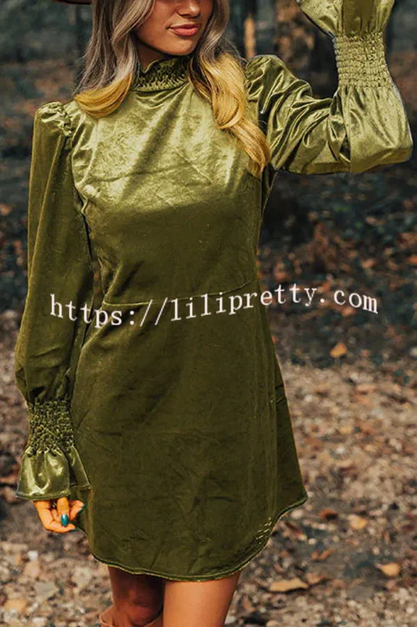 Exclusive Party Velvet Smocked Detail H-line Mini Dress
