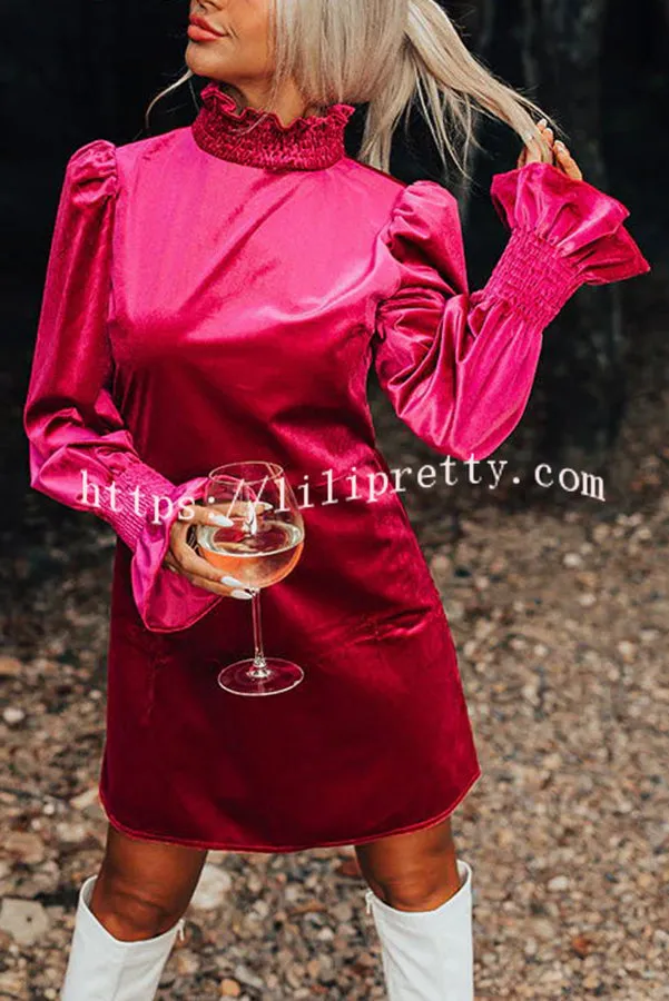 Exclusive Party Velvet Smocked Detail H-line Mini Dress