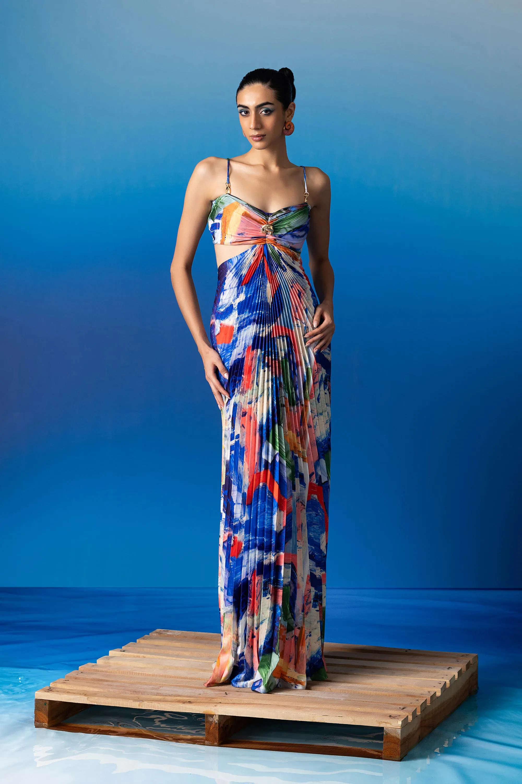 Foxfires Pleated Cut-Out Maxi