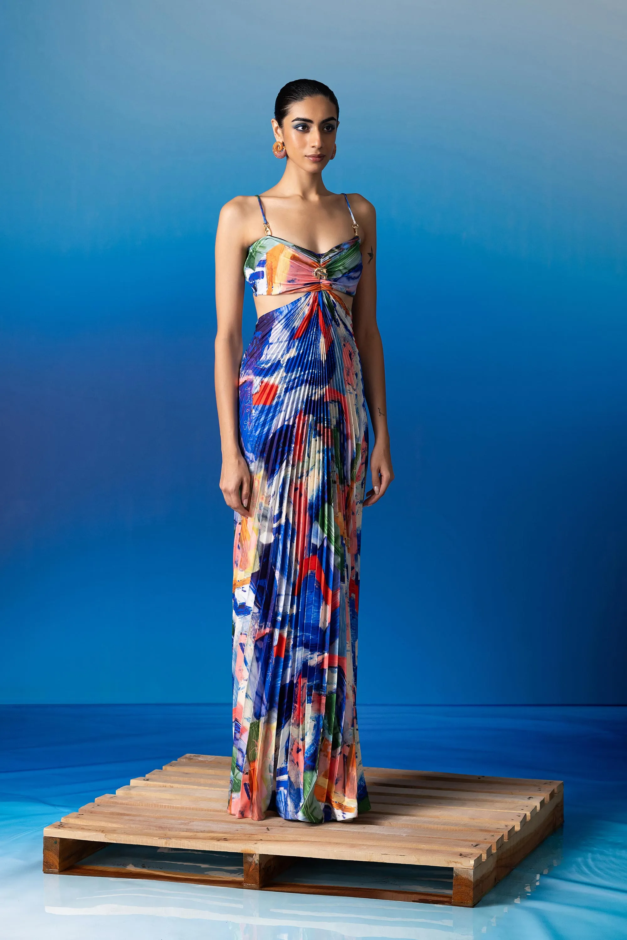 Foxfires Pleated Cut-Out Maxi