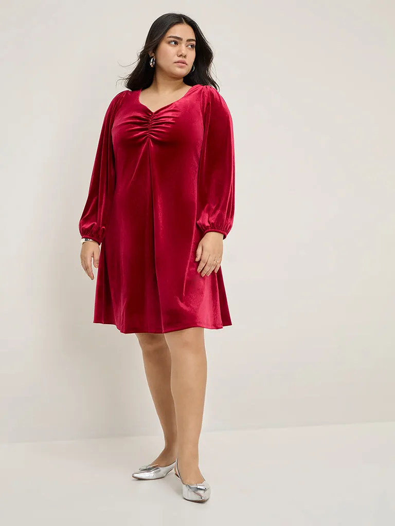 Gia Red Velvet A-Line Dress