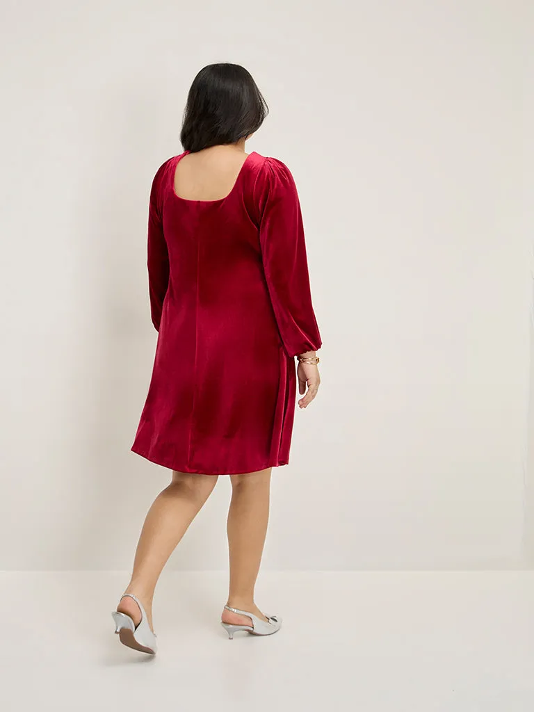 Gia Red Velvet A-Line Dress