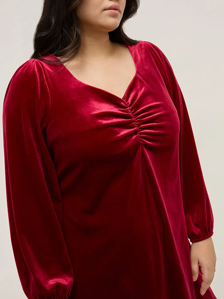 Gia Red Velvet A-Line Dress