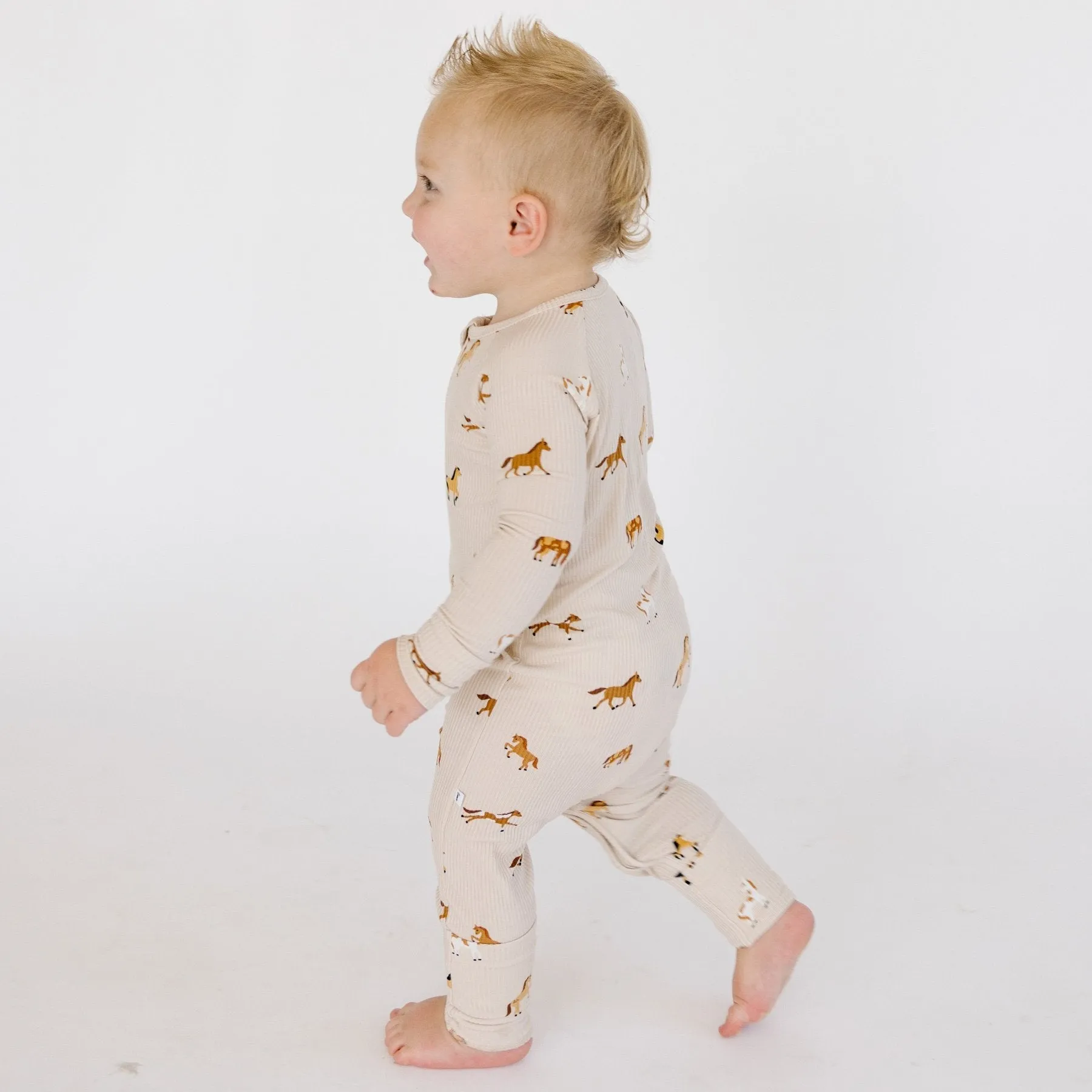 Horses Small Ribbed Zip Romper