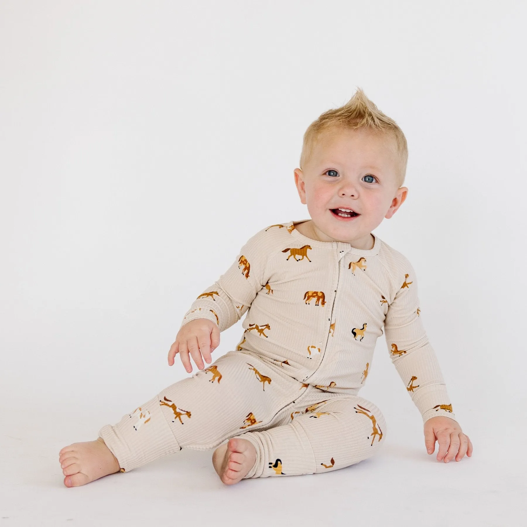 Horses Small Ribbed Zip Romper