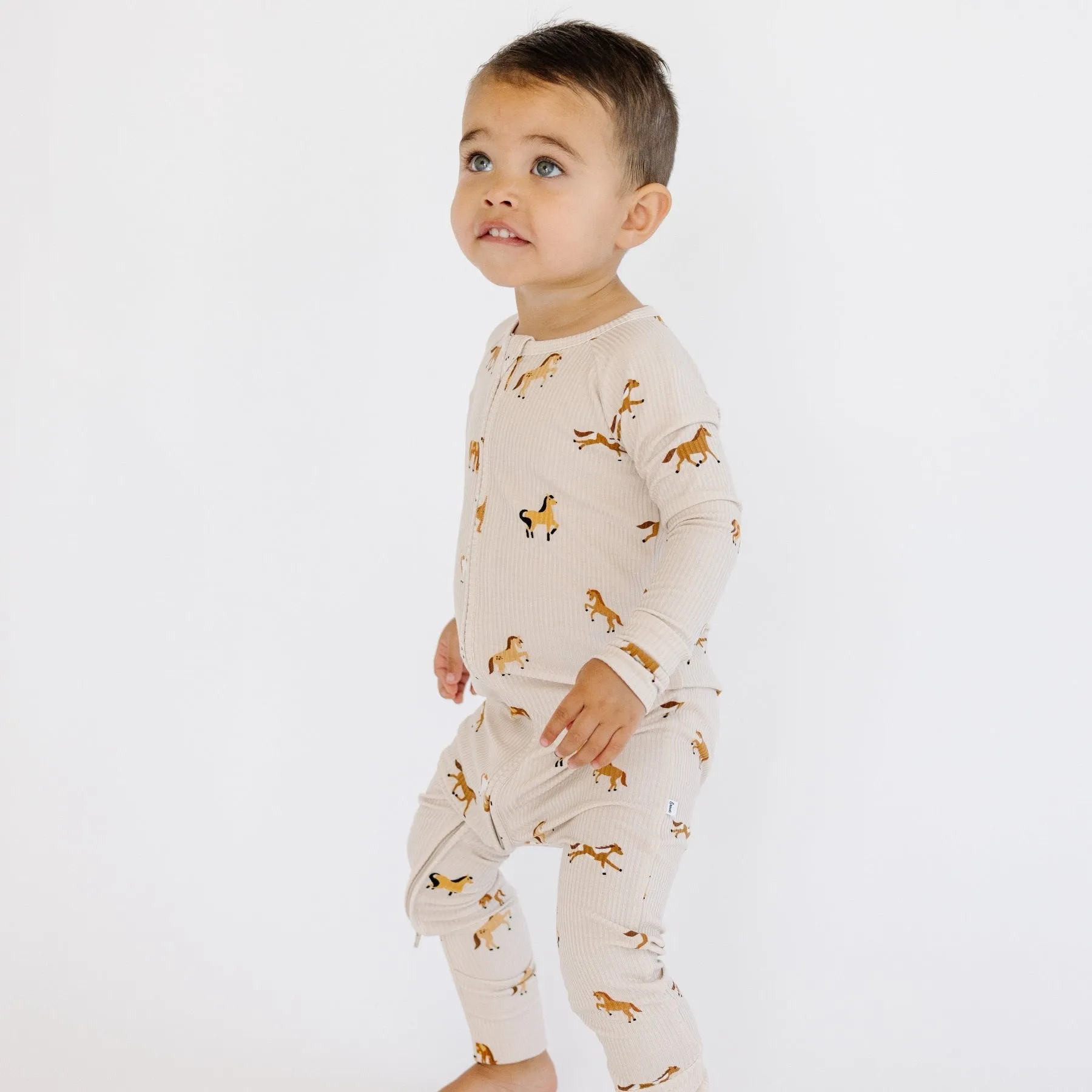 Horses Small Ribbed Zip Romper