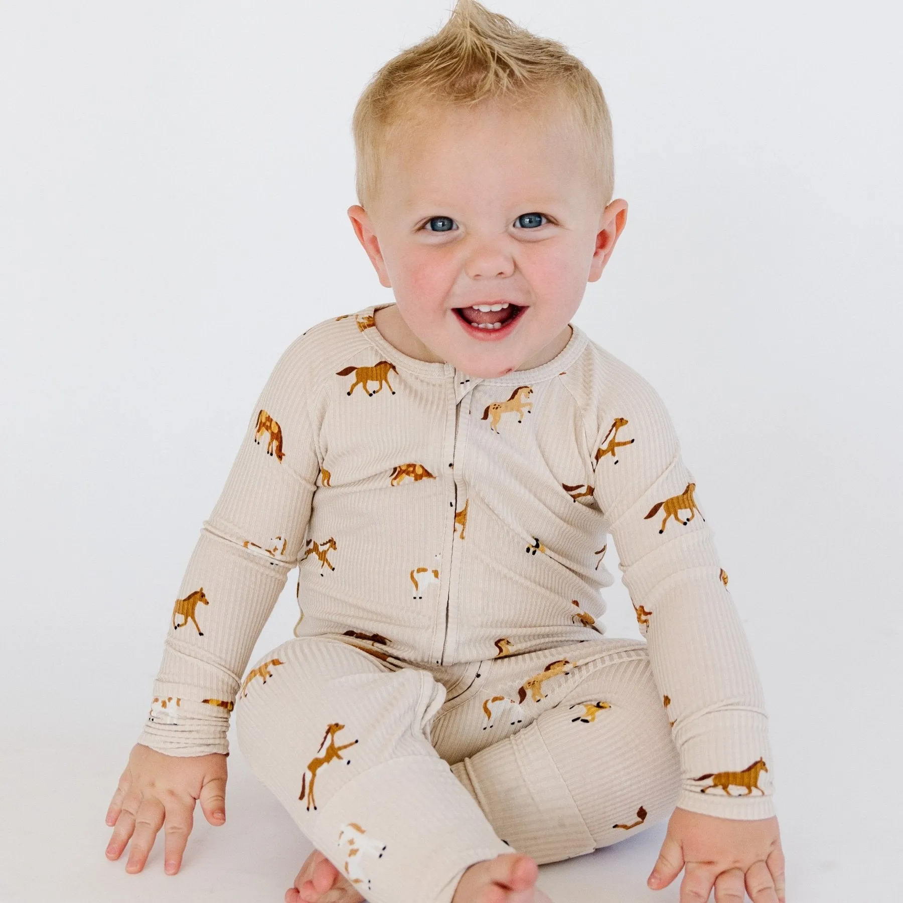 Horses Small Ribbed Zip Romper
