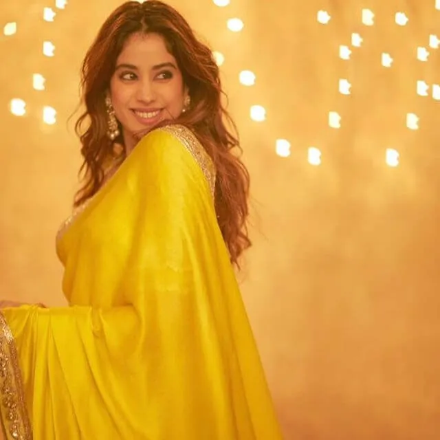Hot Yellow Embroidered Saree With Sequins Work