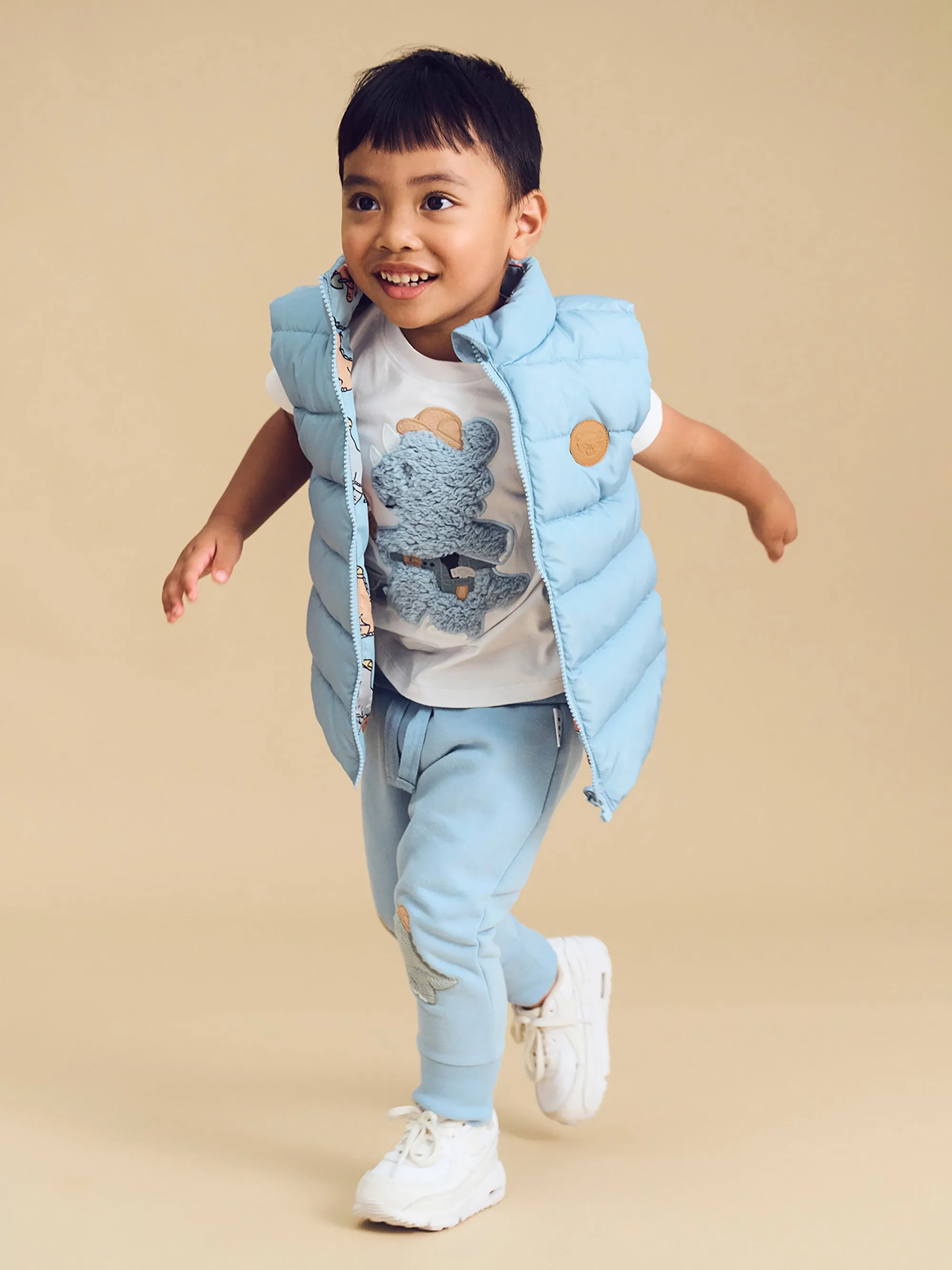 Huxbaby Construction Dinos Reversible Vest - Marine Blue